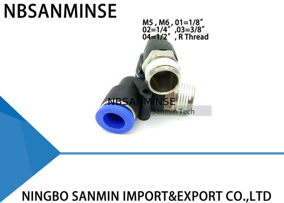 PL Các bộ phận khí nén bằng nhựa đẩy trong không khí Nam khuỷu tay Lắp các bộ phận kết nối nhanh Sanmin