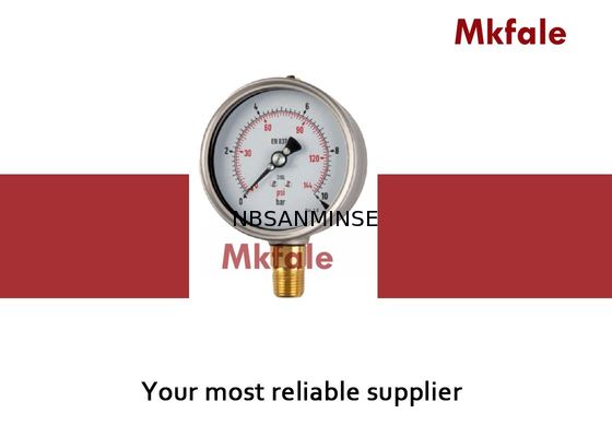 Đồng hồ đo áp suất chất lỏng kết nối đồng thau với trường hợp lưỡi lê