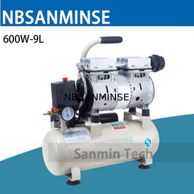 600W - Máy nén khí mini 9L Oilless Thiết kế câm áp suất cao Gỗ làm việc tại nhà Ứng dụng AC220V Chất lượng cao Sanmin